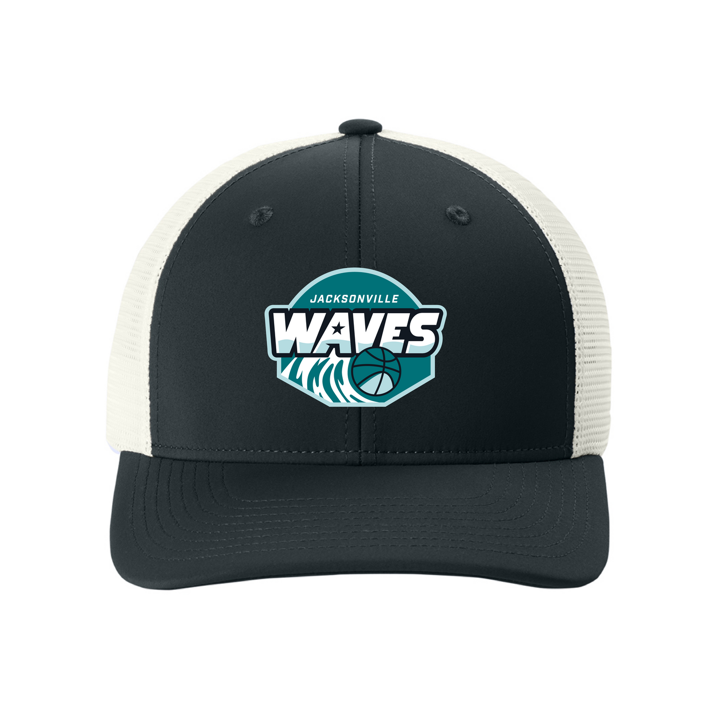 Jacksonville Waves Black/White Trucker Logo Hat